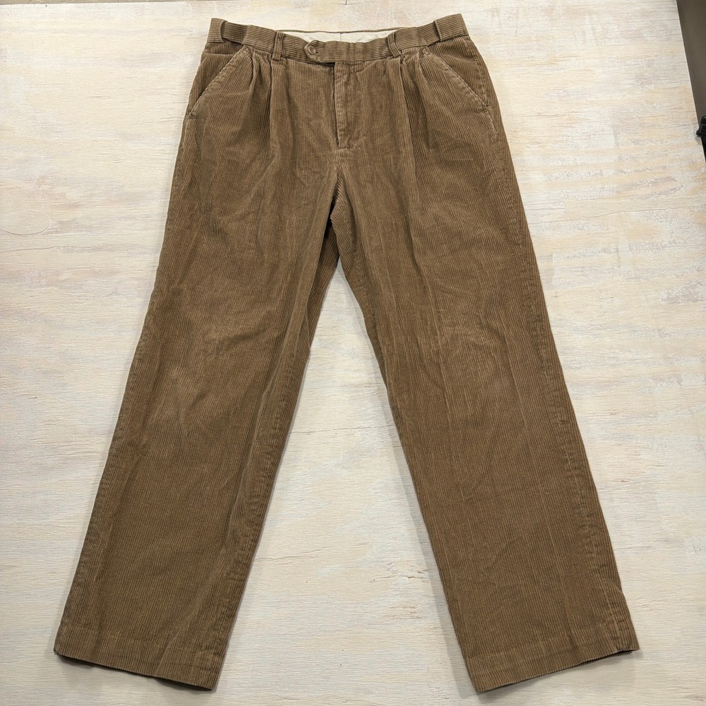 Pendleton Pants Corduroy Pleated Front 36x30 Cotton Trousers Brown Mens